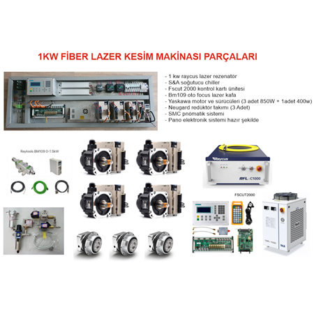 1 KW Fiber Metal Lazer Kesim Makina Parçaları